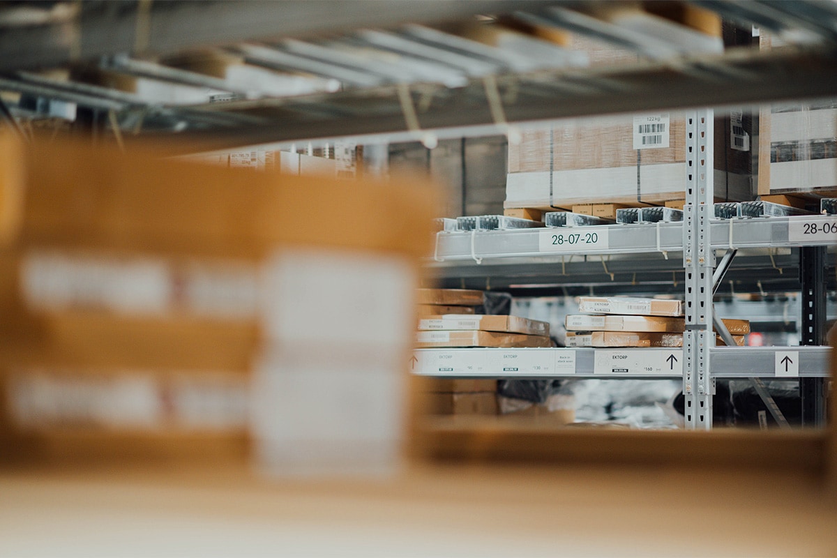 rfid Shelf of supplies containing RFID in industrial warehouse